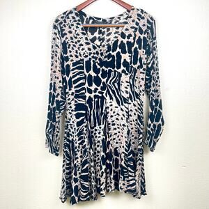 Vintage 80s Womens Dress Sz L Fairy Grunge Whimsigoth Boho Hippie Witchy Animal